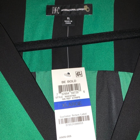 INC Striped Mock-Wrap Blouse - Picture 5 of 5
